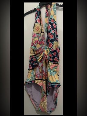 NWT Johnny Was Japer Plunge Multi Color One Piece Swimsuit